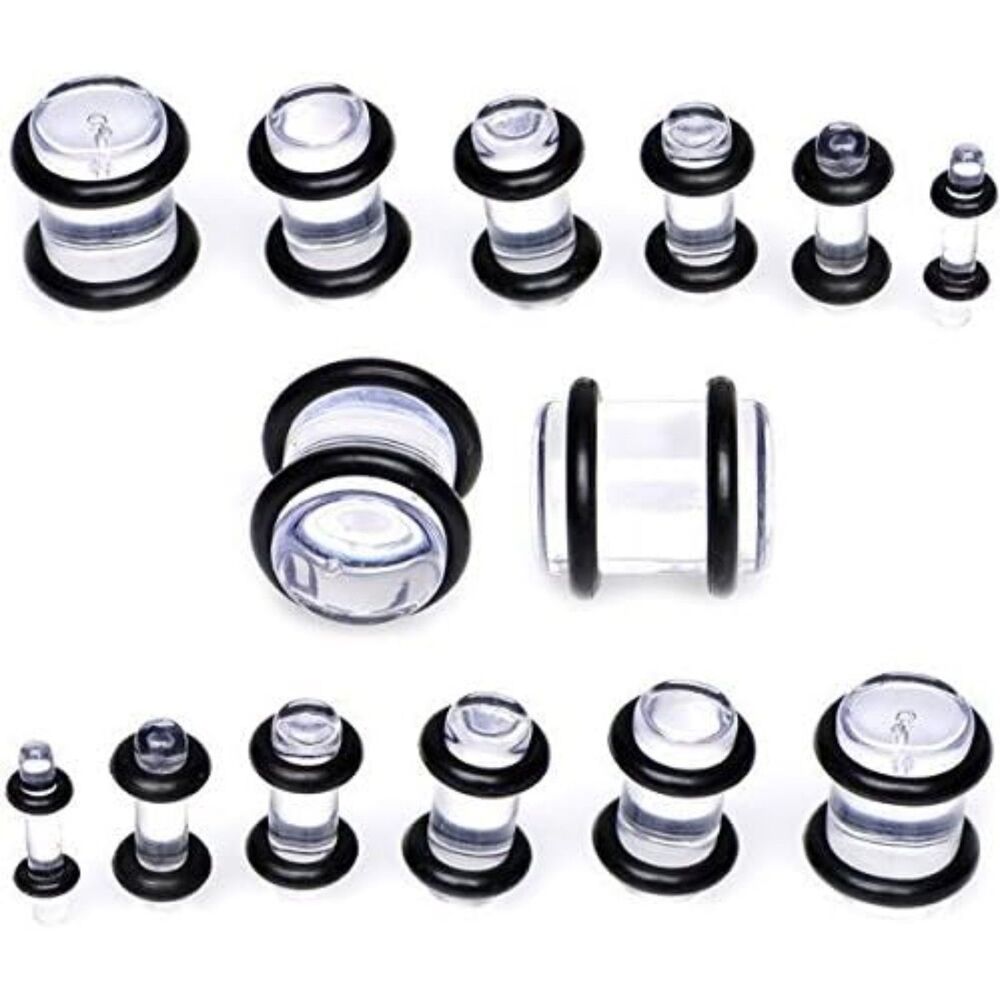 12 piece Clear Acrylic Plugs -a pair of each size 3mm, 4mm, 5mm, 6mm, 8mm, 10mm